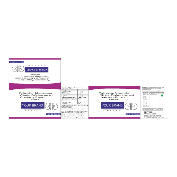 Potassium Magnesium Citrate, D-Ribose and Cranberry Extract Tablets.